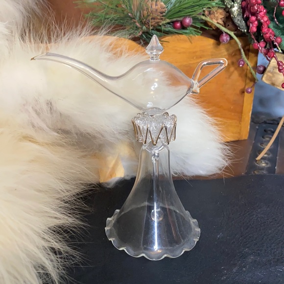Handblown Clear Glass TeaPot Bell - Picture 1 of 6